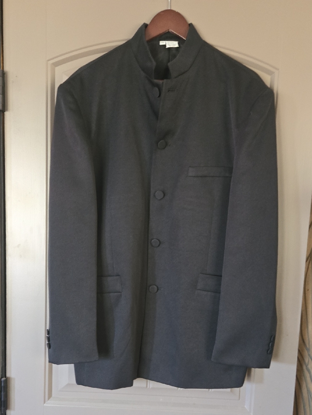 Men's black Dinner Jacket /Coat with Retro Nehru, Mandarin Collar, by Wayne